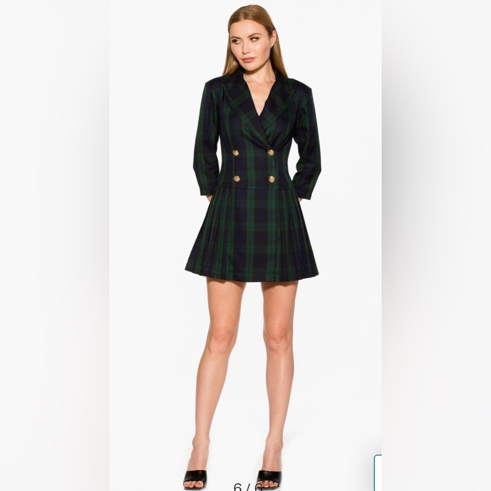 Alexia Admor Plaid green dress NWT